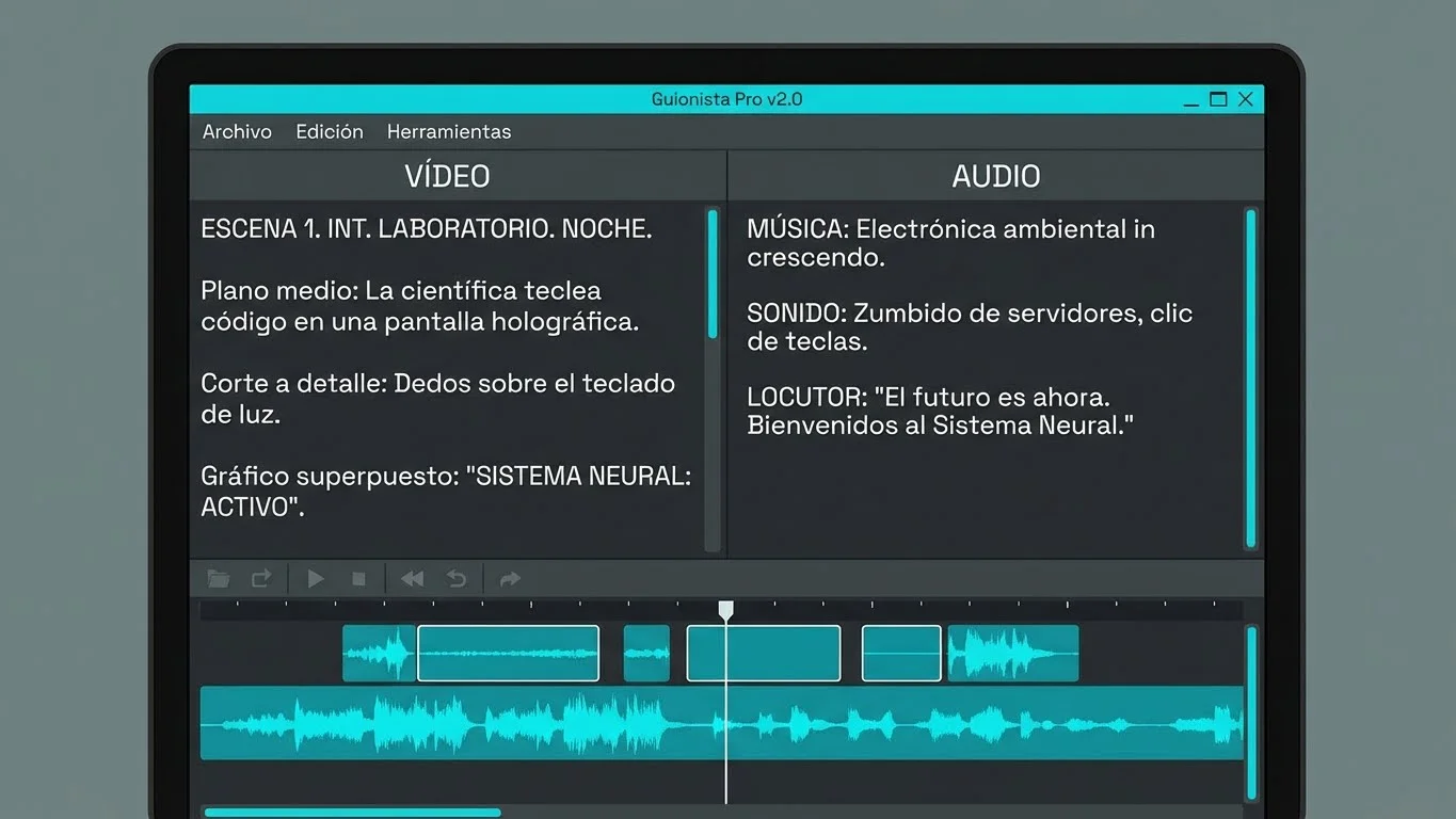 Guionización técnica en formato de audio y video.